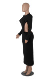 backless long sleeve women dress 2675