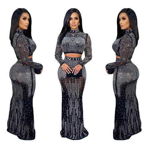 sexy sequin two piece skirt set S390227