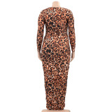 leopard sexy plus size dress  21399