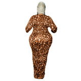 leopard sexy plus size dress  21399