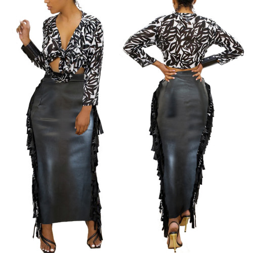 Women leather skirt LD81090