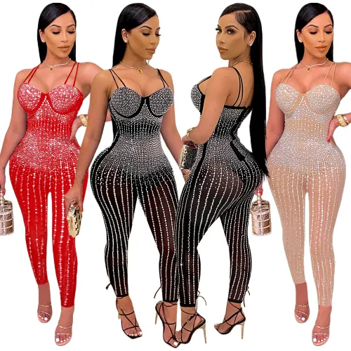 sexy sleeveless sequin jumpsuit S390250