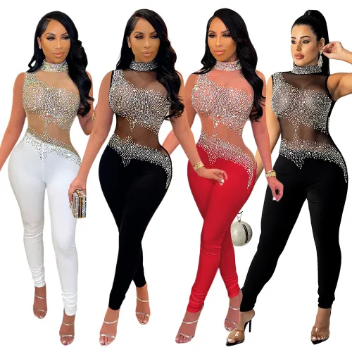 sexy sleeveless sequin jumpsuit S390245