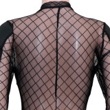 wetlook mesh  jumpsuit S390254