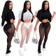 sexy t-shirt mesh two piece set S390279