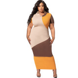 plus size women patchwork dress 22208