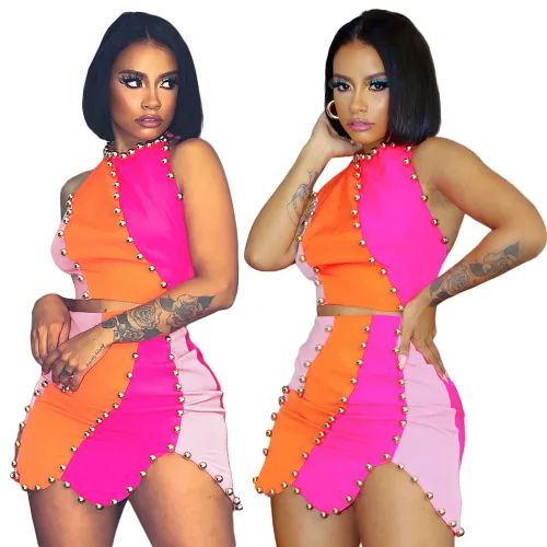 sleeveless two piece skirt set  S390352