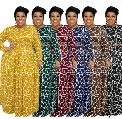 plus size two piece skirt set 22457