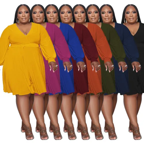 plus size v-neck dress 22488