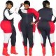 plus size patchwork two piece sweatsuit  S390444