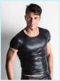 sexy men leather t-shirt top N806