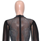sexy mesh rhinestone women  jumpsuit   S390446
