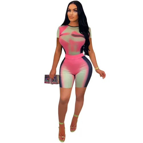 Women tie dye short 2 pieces set 4592