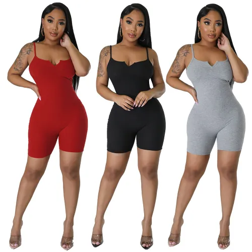sexy solid colour romper  jumpsuit 2788