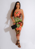 Ladies tube top floral dress 4623