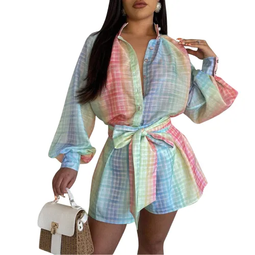 Ladies long sleeve blouse jumpsuit LD83225
