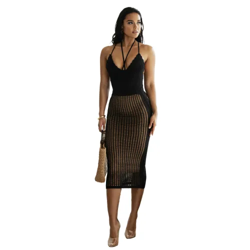 Women crochet beachtwo pieces long dress  Z0265