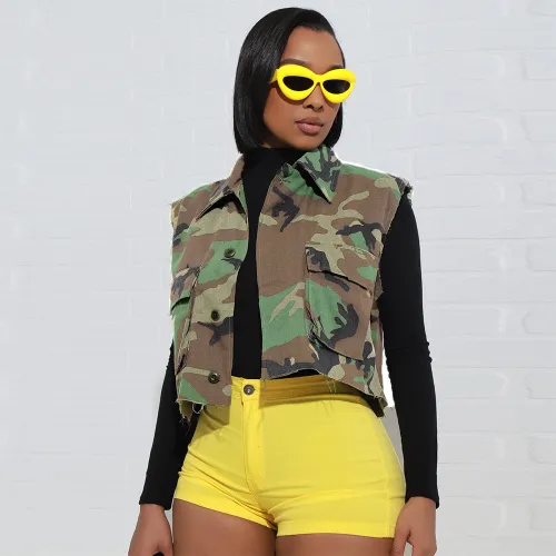 women sleeveless camouflage vest S390511
