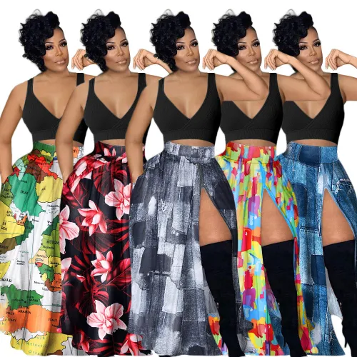 sexy print split skirt  S390502