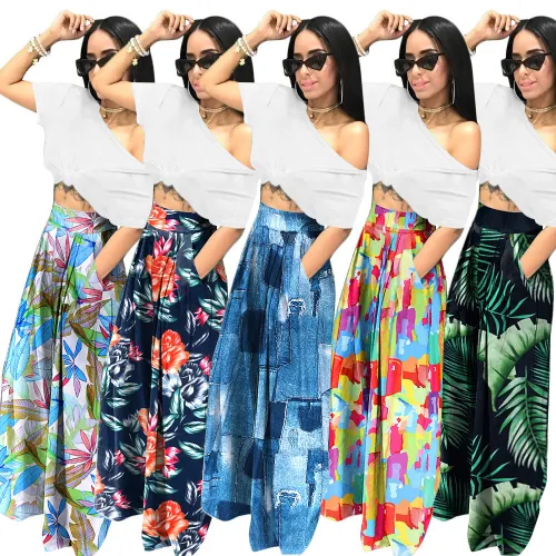 sexy printed wide leg pants  S390504
