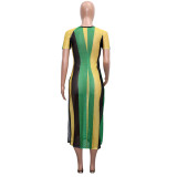 sexy  split patchwork  dress  S390520