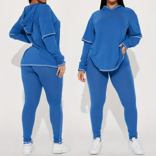 sexy hoodie two pieces pants  set S390814