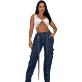 women cargo jeans pants  CM8692
