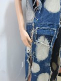 sexy women ripped  jeans long coat CM8696