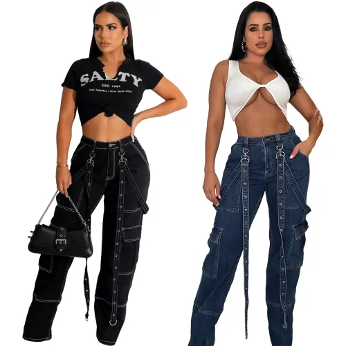women cargo jeans pants  CM8692