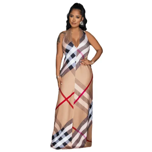 Women maxi halter backless dress 4643