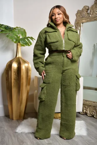 Winter fleece cargo pants set CM8701