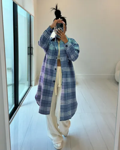 Spring plaid button down blouse G0648