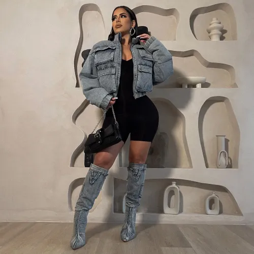 women denim winter coat G0638