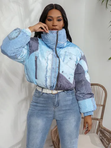 Women denim bubble coat G0633