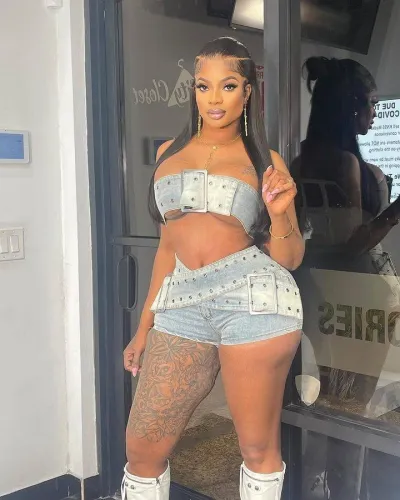 Sexy girls denim two pieces set F88563
