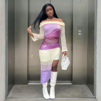 lady crochet long sleeve dress Z0301