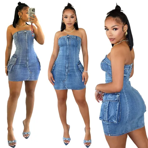 strapless  jeans dress CM8718