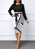 long sleeve women printed  dress 12186