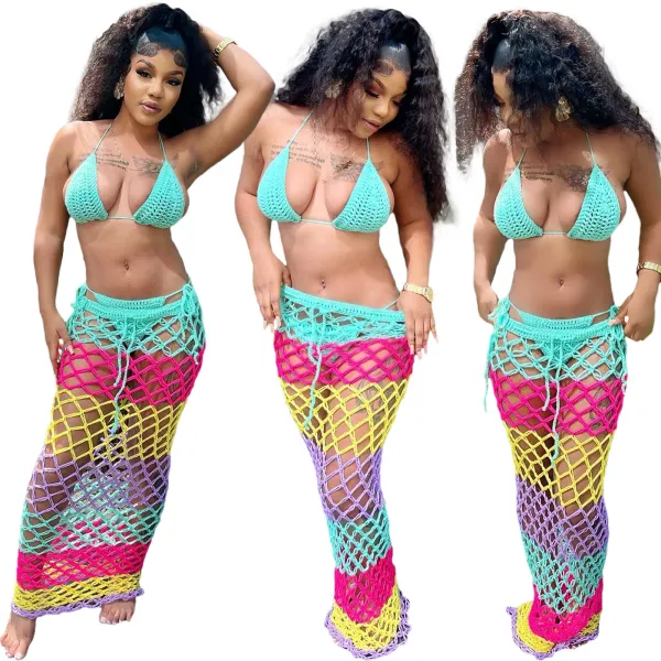 hand crotchet three pieces beach set  CM8713