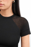 women mesh patchwork t-shirt  2846