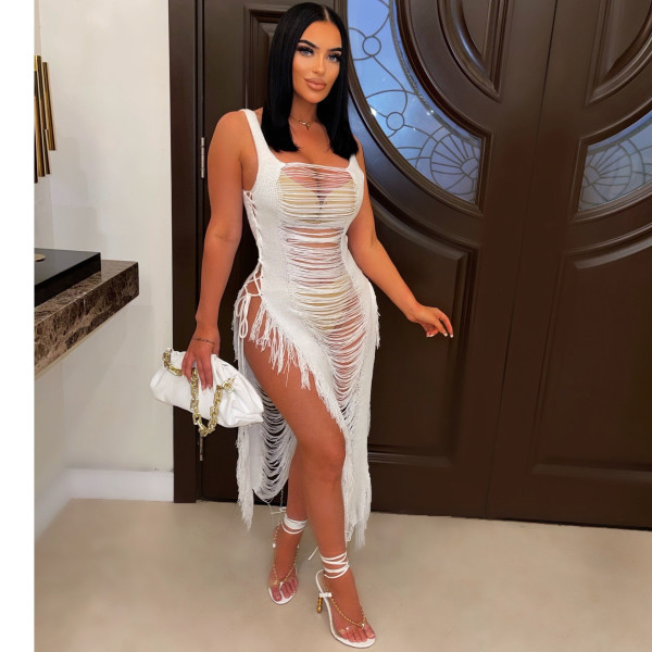 Crochet knit beach dress maxi Z0259