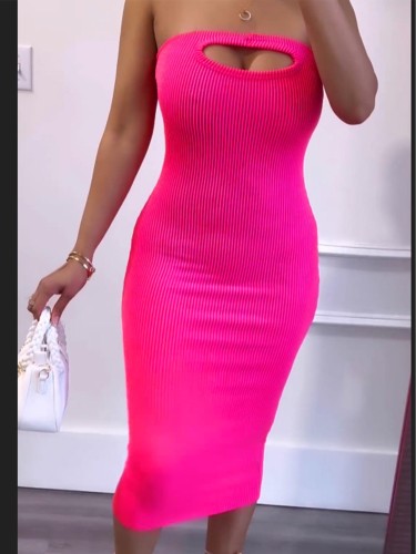 Summer pink tube top dress LD2023