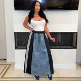 Women denim long skirt G0697