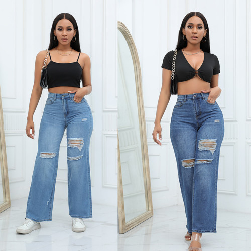 rippped flare demin jeans pants  8220