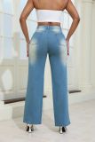 straight demin jeans pants  8288