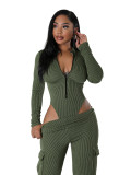 Women bodysuit cargo pants set HR24062