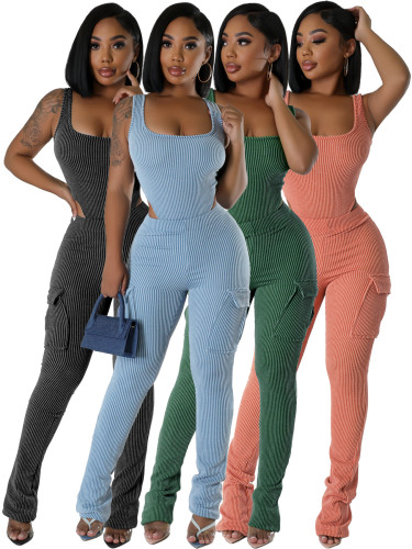 Ladies bodysuit with pants two pieces outfits HR24055