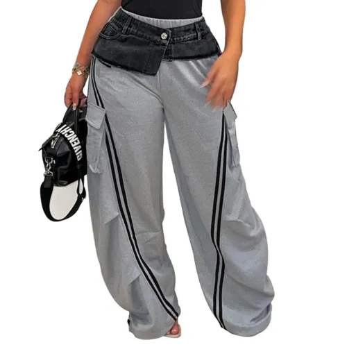 Women fashion patchwork jeans LD2258