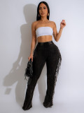 Women cotton acid wash pants HR24049