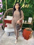 Ladies acid wash two pieces outfits HR24043